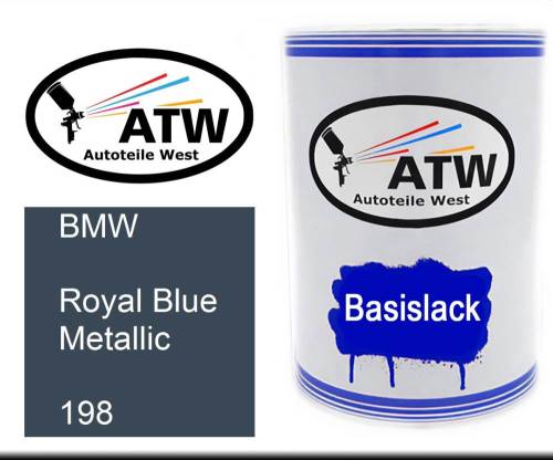 BMW, Royal Blue Metallic, 198: 500ml Lackdose, von ATW Autoteile West.